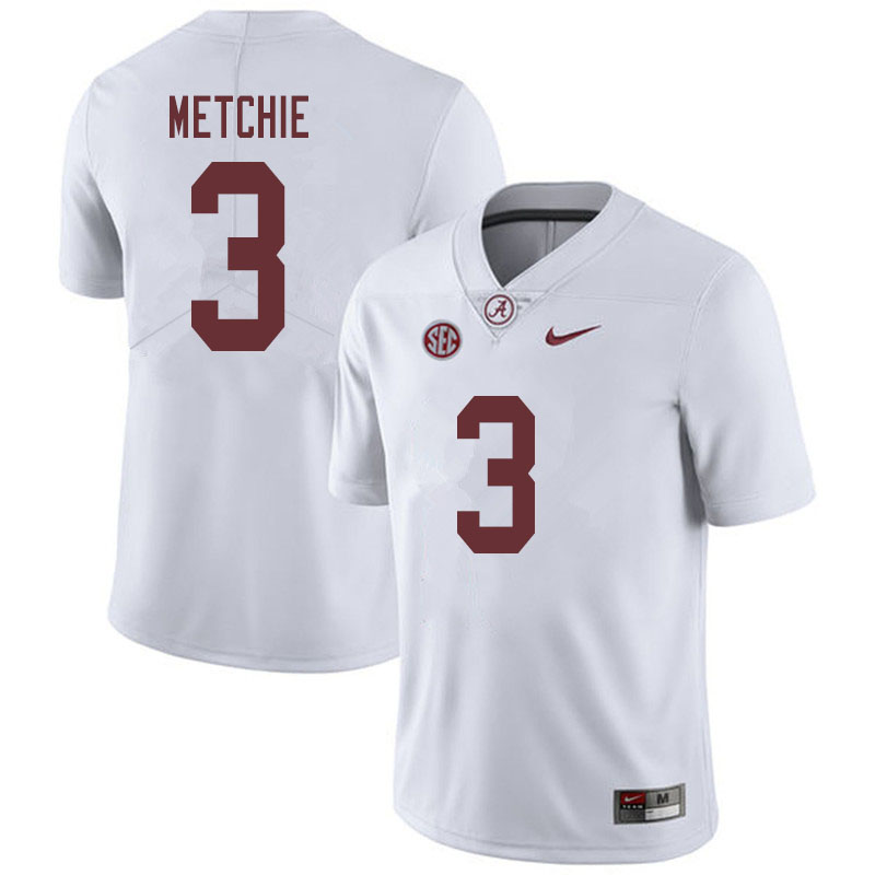 Alabama Crimson Tide Men's John Metchie #3 White NCAA Nike Authentic Stitched 2019 College Football Jersey LC16N38JC